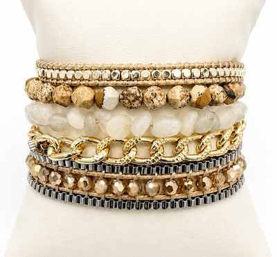Victoria Emerson Multi Strand Layered Stone Wrap Bracelet Magnetic Clasp 7.25" | eBay | eBay US