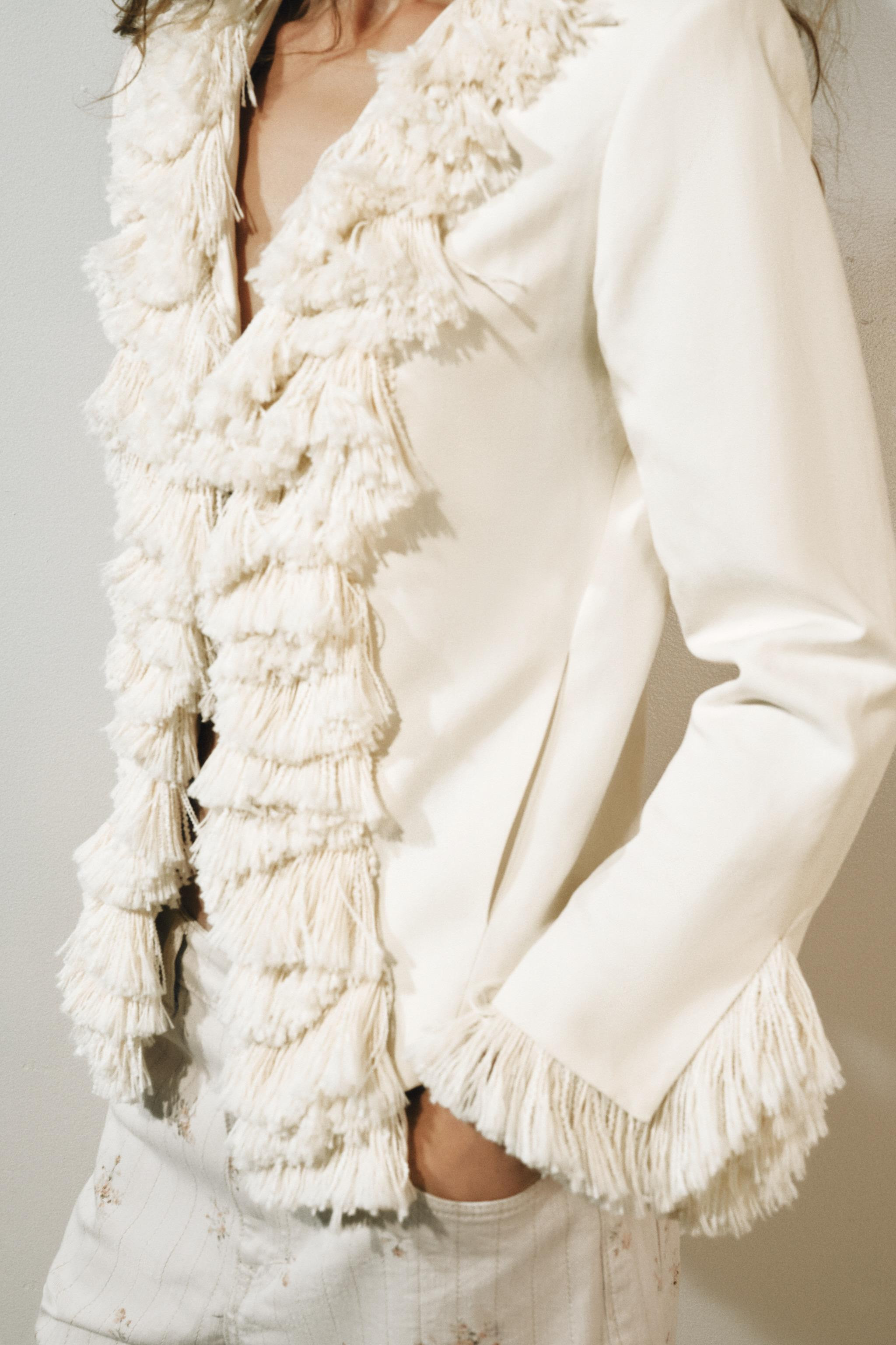 ZW COLLECTION LINEN BLEND FRINGED JACKET | Zara UK