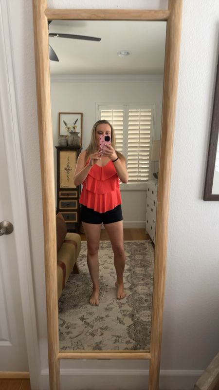 This is a tried and true swimsuit top! I own a few colors and had it for years! It’s super flattering!! True to size. Wearing a medium. Pair it with any bottoms you want. Get it in a few colors!! 

#LTKSeasonal #LTKover40 #LTKmidsize
