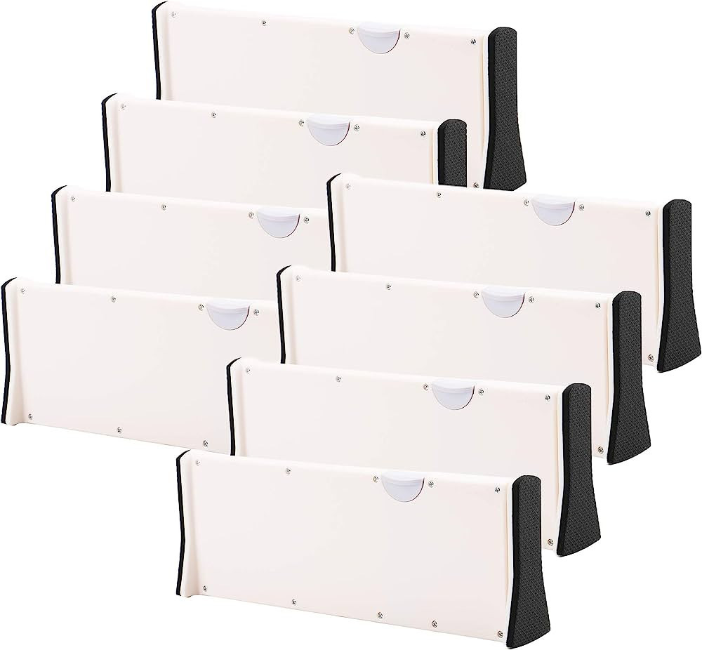 Kingrol 8 Pack 11 - 17 Inch Adjustable Drawer Organizers, Expandable Drawer Divider with Non-Slip... | Amazon (US)