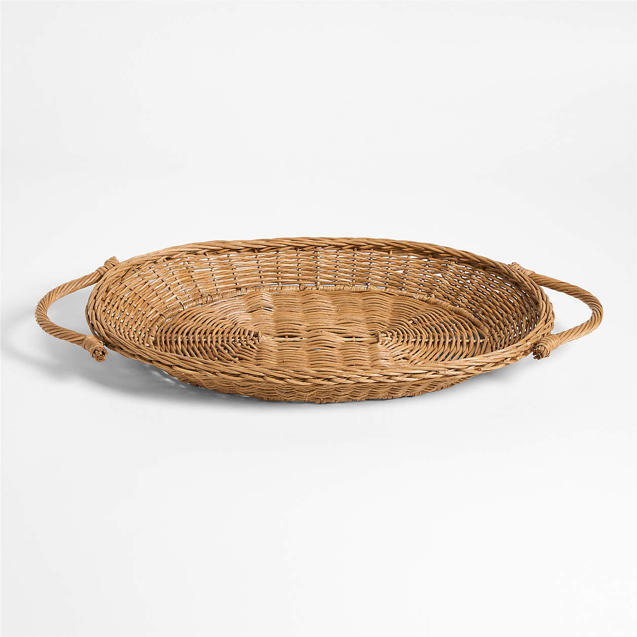 Alford Brown Woven Rattan Decorative Tray 24" | Crate & Barrel