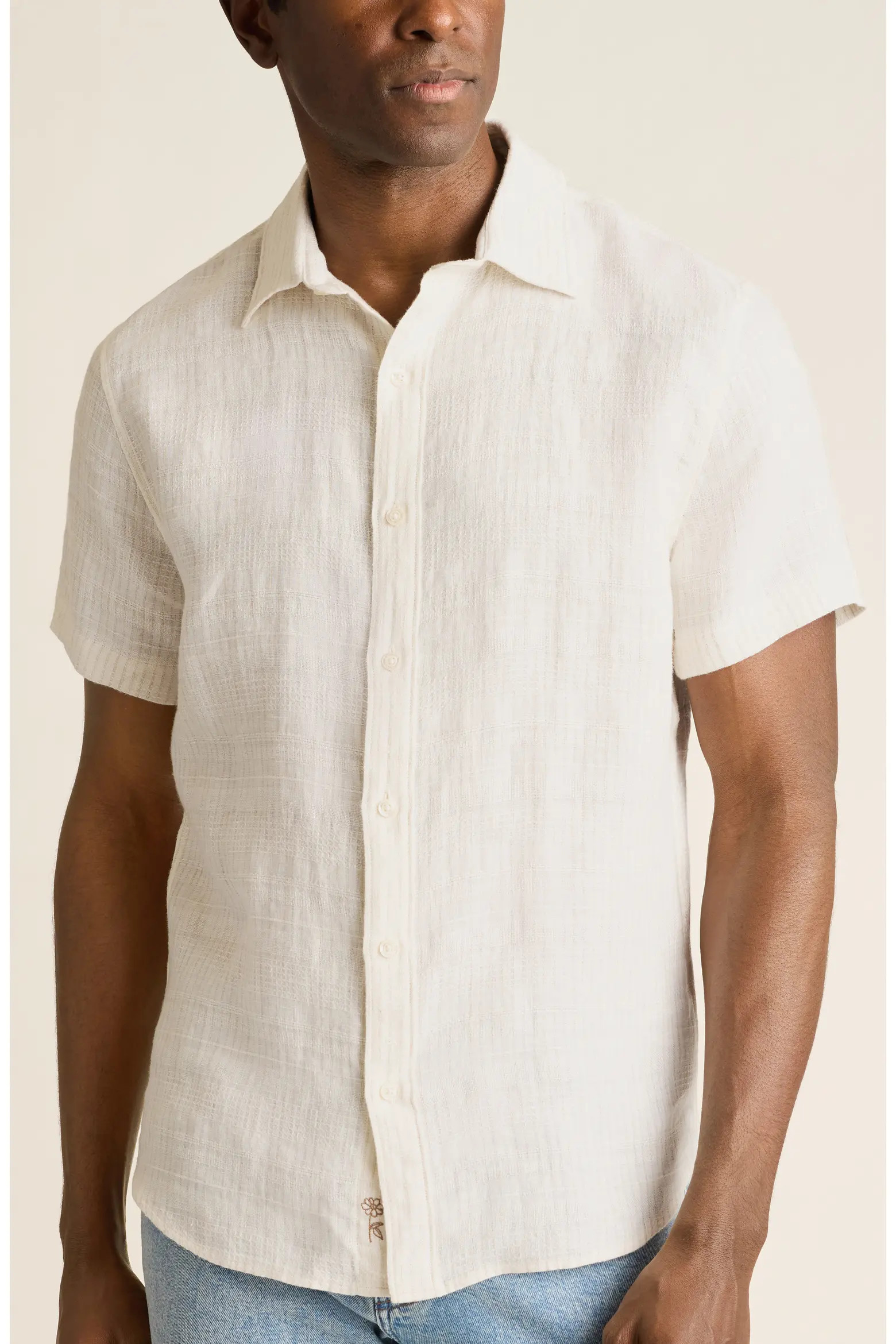 Montauk Stripe Jacquard Short Sleeve Linen Button-Up Shirt (Men) | Nordstrom | Nordstrom