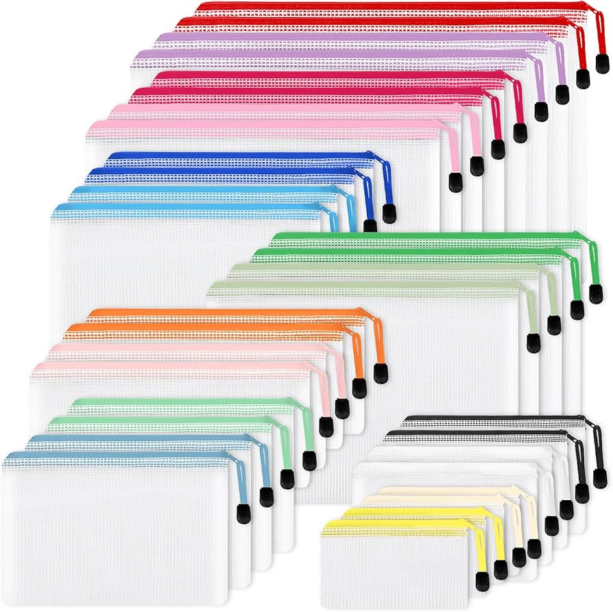EOOUT 32pcs 8 Sizes Mesh Zipper Pouch, Waterproof Mesh Zip Bags, 16 Colors Travel Pouches, for Bo... | Amazon (US)