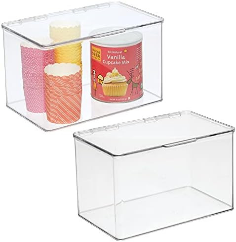 mDesign Plastic Stackable Box Food Storage Container Box with Hinged Lid - for Kitchen, Pantry, C... | Amazon (US)