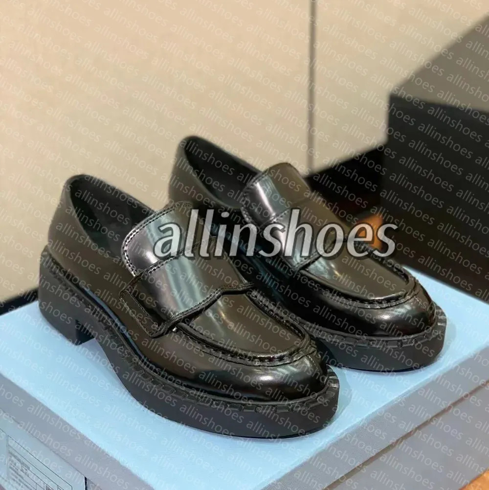 Designer Loafers man Loafers Pradta Flat shoes Platform Loafers Triangle Patent Oxford Monolith B... | DHGate