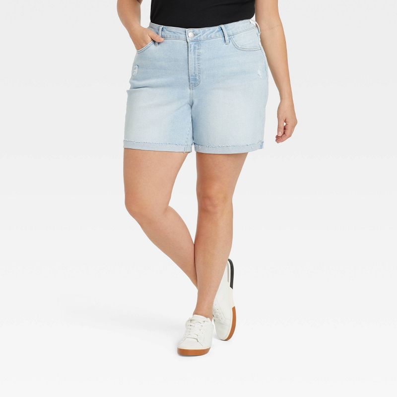 Women's Plus Size High-Rise Bermuda Jean Shorts - Ava & Viv™ | Target