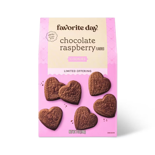 Crisp Chocolate Raspberry Flavored Cookie Heart Shaped - 7oz - Favorite Day™ | Target
