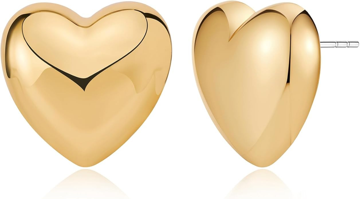 MUYAN Heart Stud Earrings for Women Love Heart Dainty Earrings Fashion Jewelry | Amazon (US)