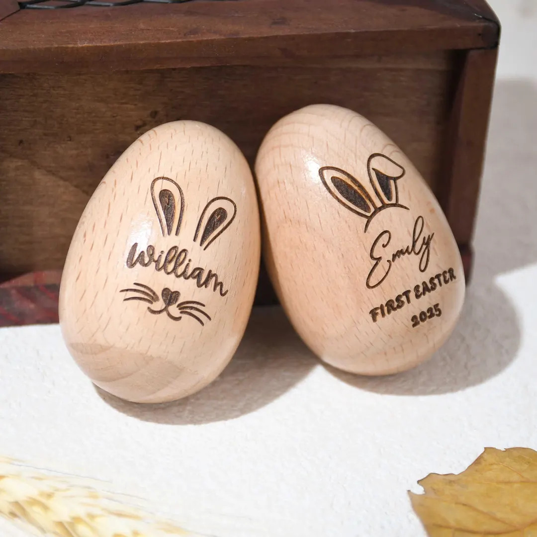 Personalized Musical Easter Egg Shakers, Engraved Wooden Egg Shaker for Kids, Kids Musical Instru... | Etsy (US)