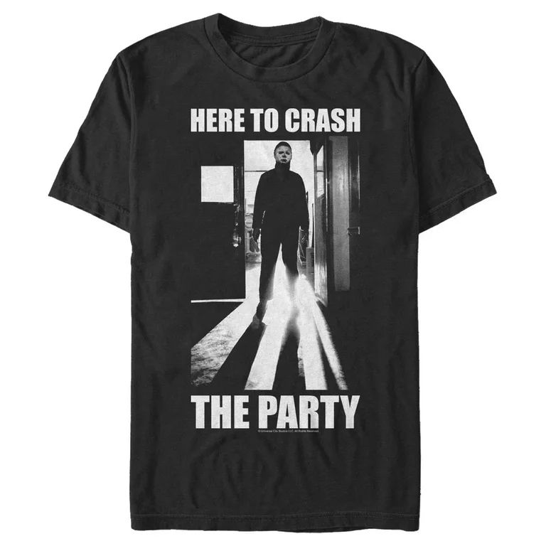 Men's Halloween II Michael Myers Crash the Party  Graphic Tee Black Medium | Walmart (US)