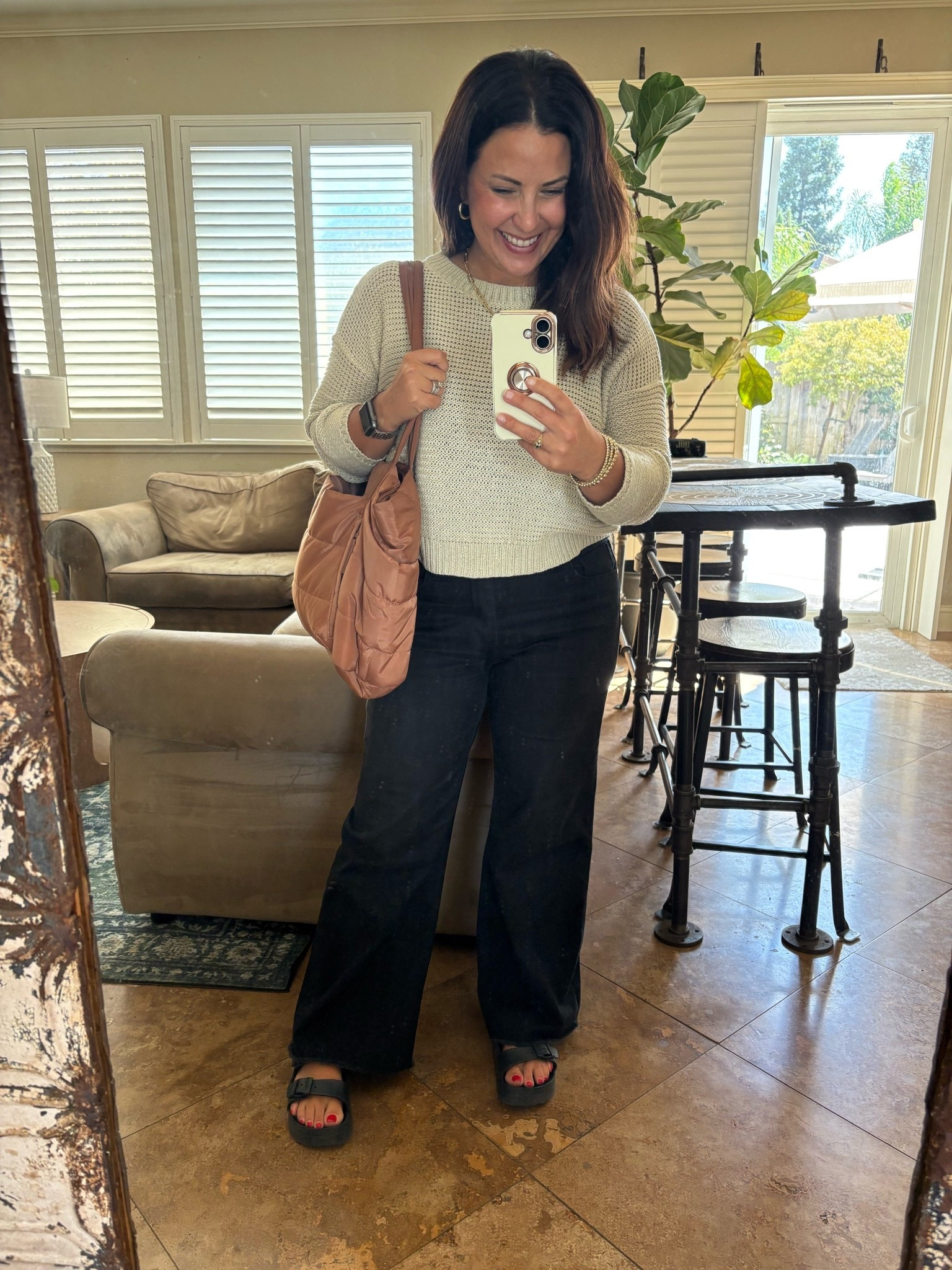 Fall is here 🍂🤎 Loving this easy fall transitional teacher outfit—a cozy neutral sweater paired with wide-leg black pants and comfy sandals. Perfect for those in-between-weather school days when it’s still too warm for boots! 🍁

Everything is linked! ✨

#teacheroutfit #fallteacheroutfit #falltransitionaloutfit #teacherstyle #fallfashion

#LTKootd #LTKPetite #LTKWorkwear