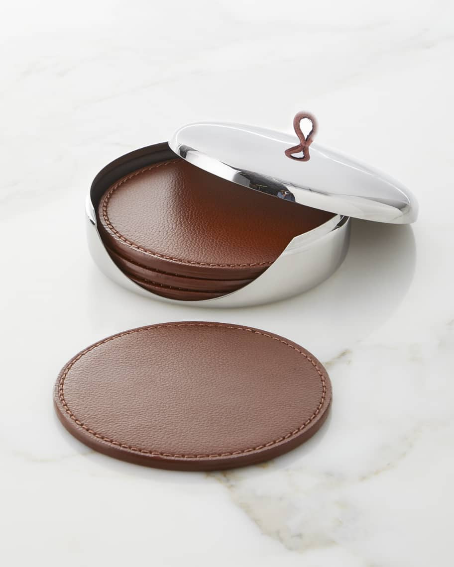Georg Jensen Sky Leather Coasters, Set of 4 | Neiman Marcus
