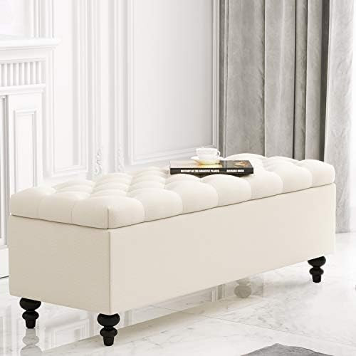 HUIMO Ottoman with Storage, 51-inch Storage Ottoman Bench with Button-Tufted, Bedroom Bench Safet... | Amazon (US)
