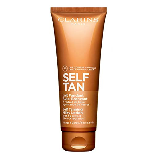 Clarins Self Tanning Milky Lotion | Self Tanner For Face and Body | Natural, Long-Lasting, Streak-Free, Sun-Kissed Glow and 24-Hour Hydration* | Non-Staining | Contains Glycerin | 4.2 Ounces | Amazon (US)