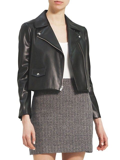 Theory Faux Leather Cropped Moto Jacket | Saks Fifth Avenue