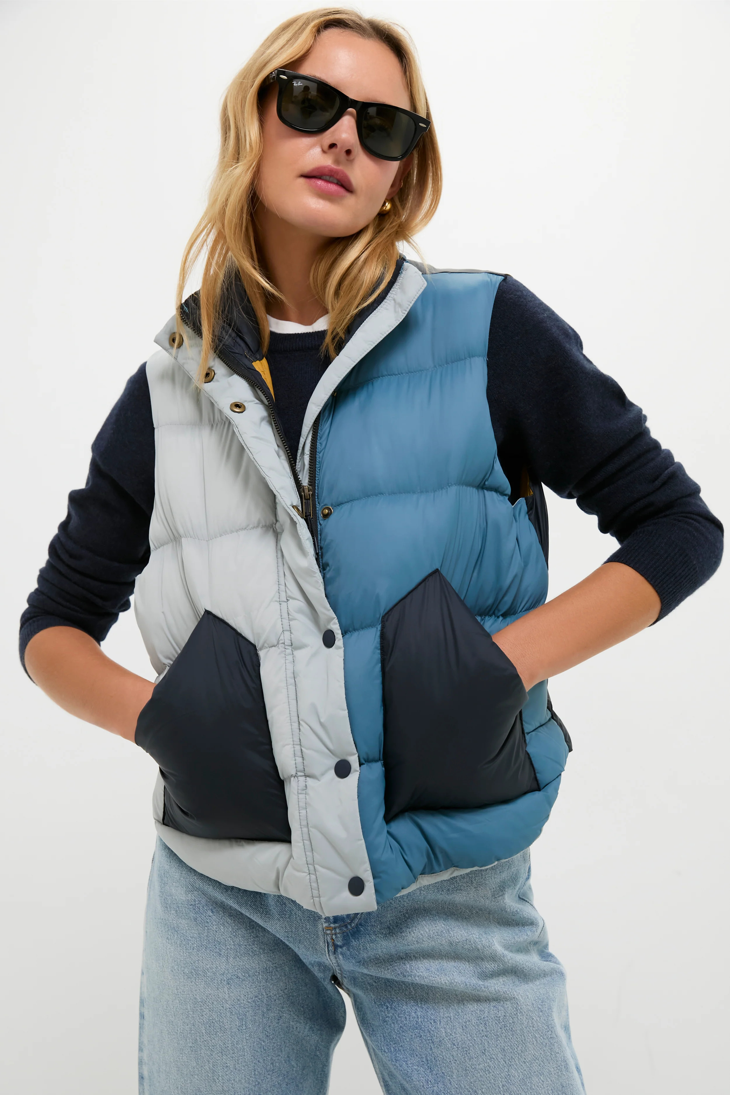Navy Colorblock The Down Polar Vest | Tuckernuck (US)