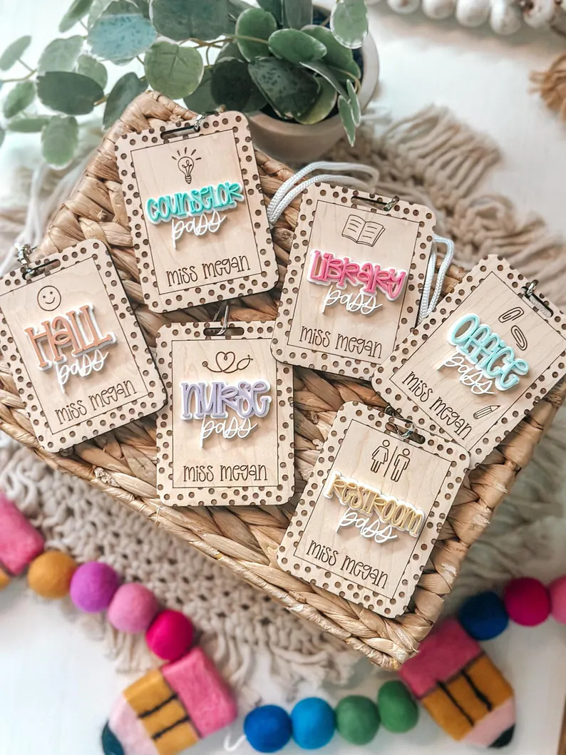Hall Pass, Teacher, Classroom, Cute, Supplies, Wooden Passes, Personalized, Lanyard - Etsy | Etsy (US)