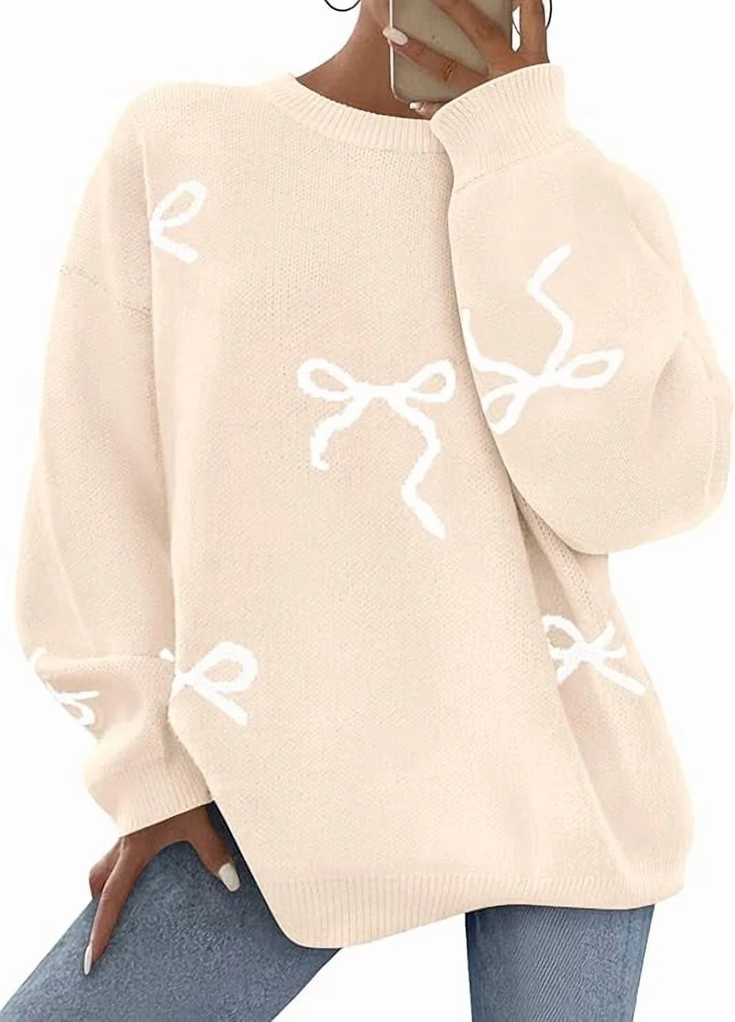 PRETTYGARDEN Fall Long Sleeve Pullover Sweaters for Women Trendy Crewneck Casual Cute Bow Chunky ... | Walmart (US)