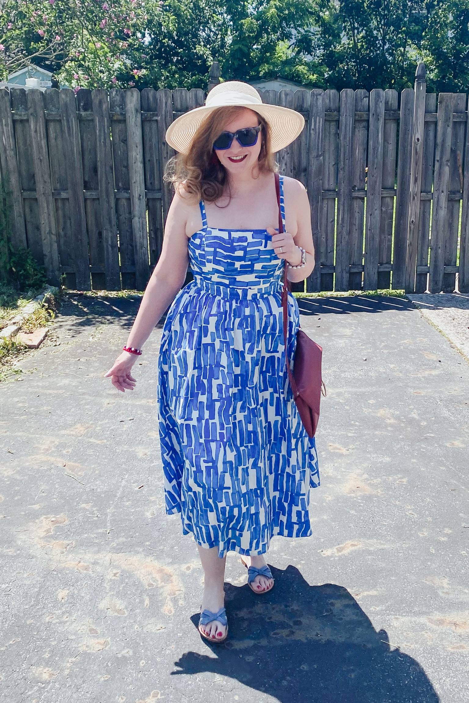 Blue and white dress- TTS, side zipper, pockets 
Bow slide flats 

#LTKSeasonal #LTKStyleTip #LTKShoeCrush