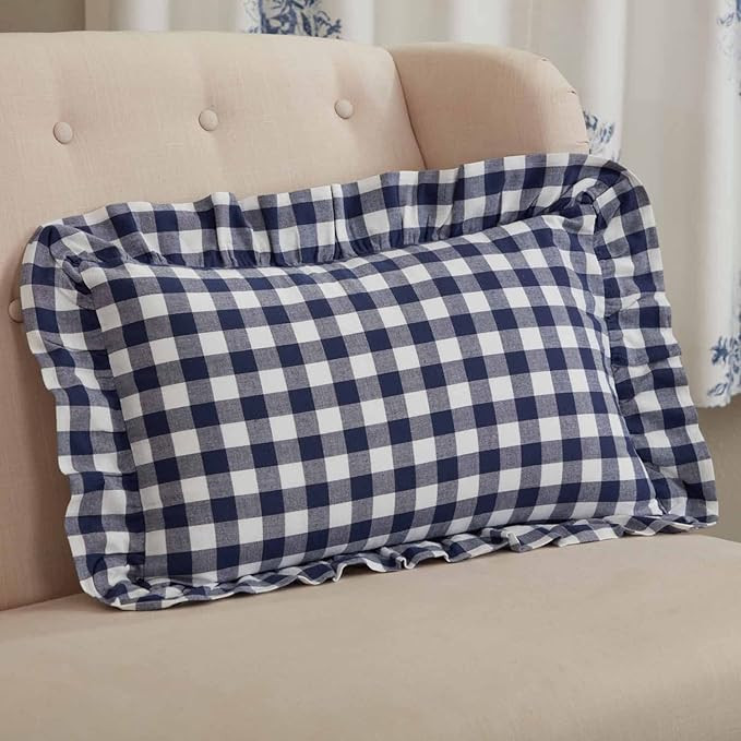 Piper Classics Vintage Check Blue Throw Pillow Cover, 12" H x 20" W, Farmhouse, Country, Cottage ... | Amazon (US)