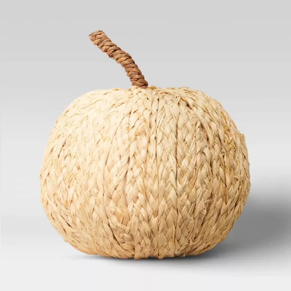 5" x 4.75" Decorative Raffia Pumpkin Figurine Cream - Threshold™ | Target