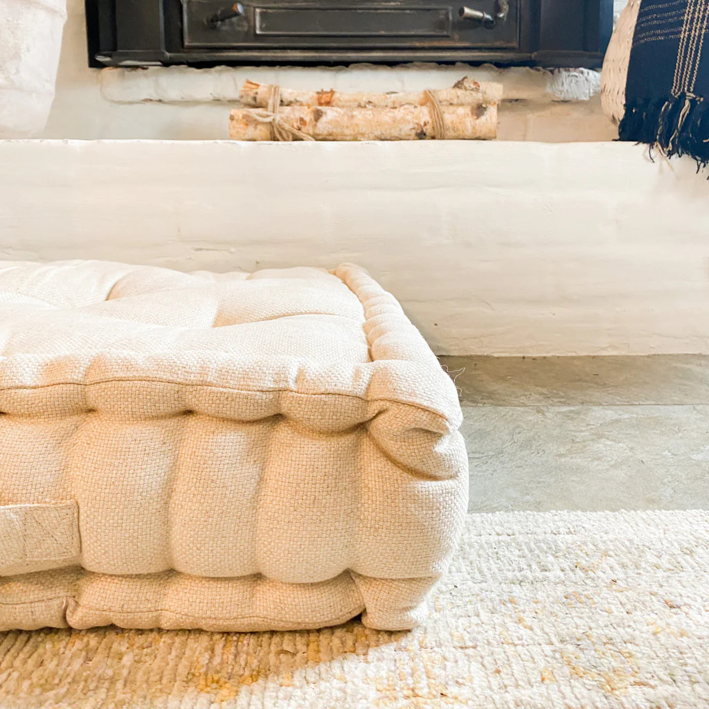Tufted Floor Cushion Cream | Purple Rose Home