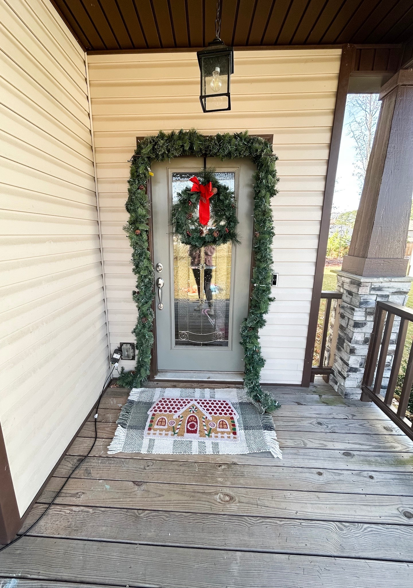 A very festive front door! Target garland, target wreath, red bow, gingerbread house front door mat, home decor

#LTKHome #LTKHoliday