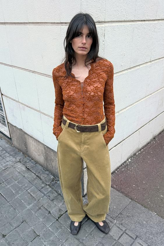 LACE BUTTON TOP | Zara US