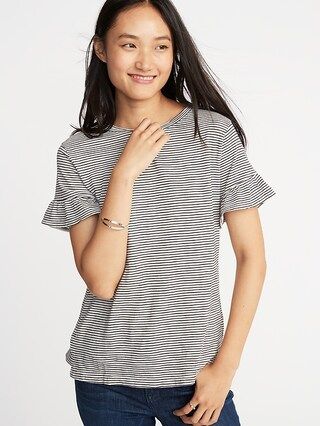 Ruffle-Sleeve Slub-Knit Top for Women | Old Navy US