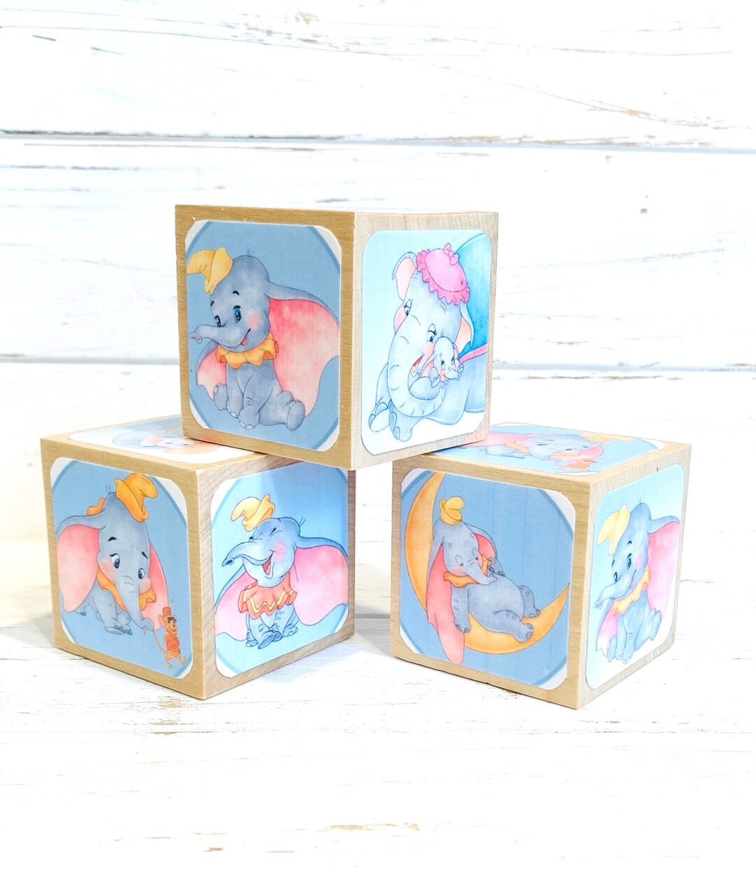 Dumbo Nursery or Baby Shower Decorations - Wooden Blocks - Baby Mine - Blue - Baby Boy Shower - D... | Etsy (US)