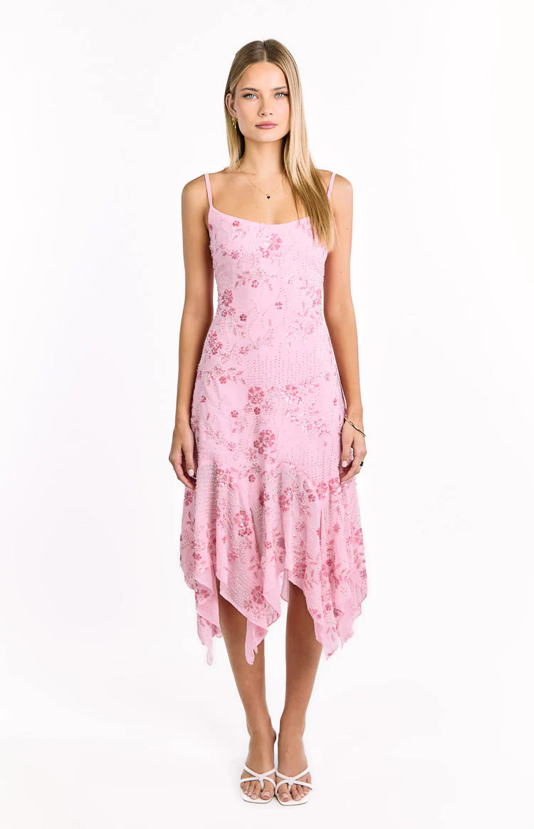 Another World Pink Sequin Midi Dress | Beginning Boutique (US)