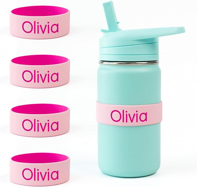 Mabel’s Labels Personalized Two-Tone Engraved Silicone Name Bands – Reusable Dishwasher-Safe ... | Amazon (US)