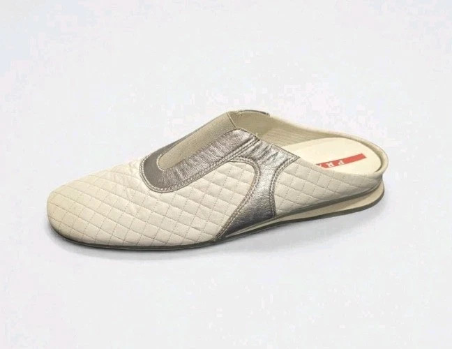 Vtg Prada Linea Rossa White Quilted Leather Mules Slip-On Sneakers! Size 40 | eBay US
