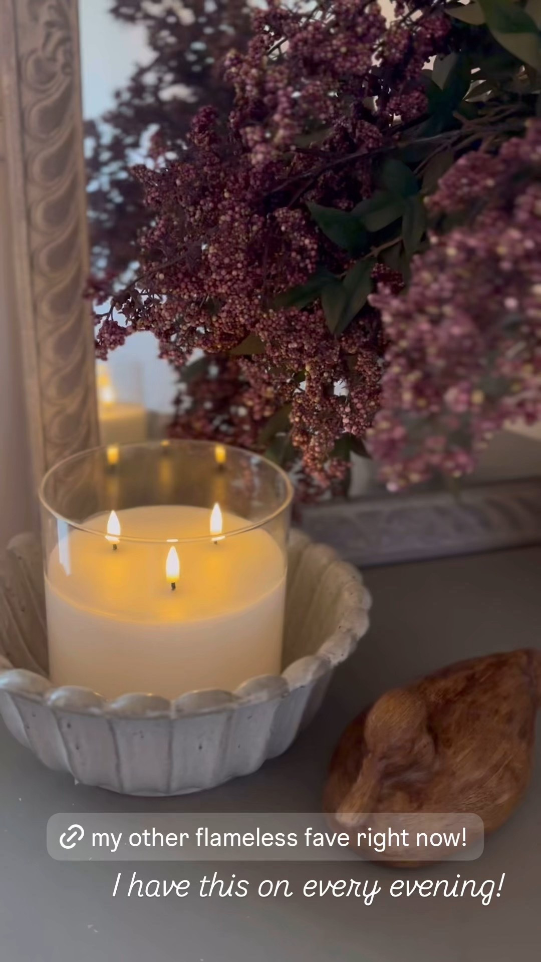 I’ve been enjoying this flameless candle every evening for a cozy warm light in our entry. It’s beautiful and will be perfect all through next spring!

#LTKStyleTip #LTKHome #LTKSeasonal