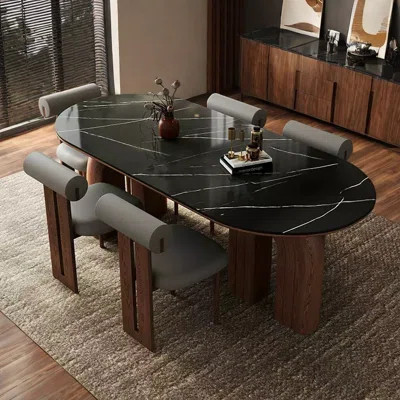 Elegant Oval Faux Marble Dining Table | Wayfair North America