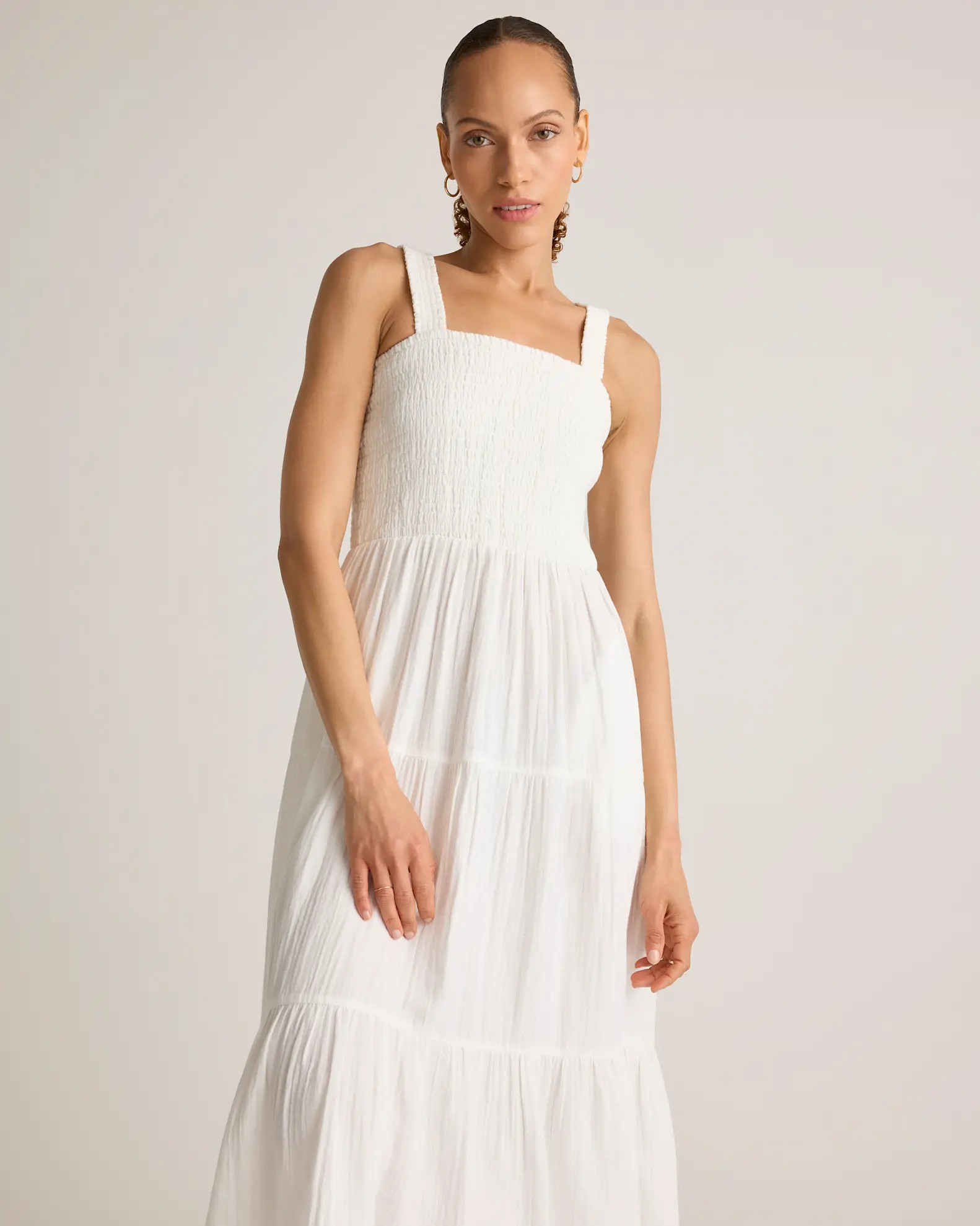 100% Organic Cotton Gauze Smocked Sleeveless Maxi Dress | Quince