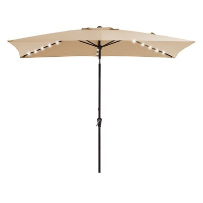 Hyleory 6.5x10ft Lighted Market Umbrella, Beige Rectangle Umbrella for All Seasons | Target