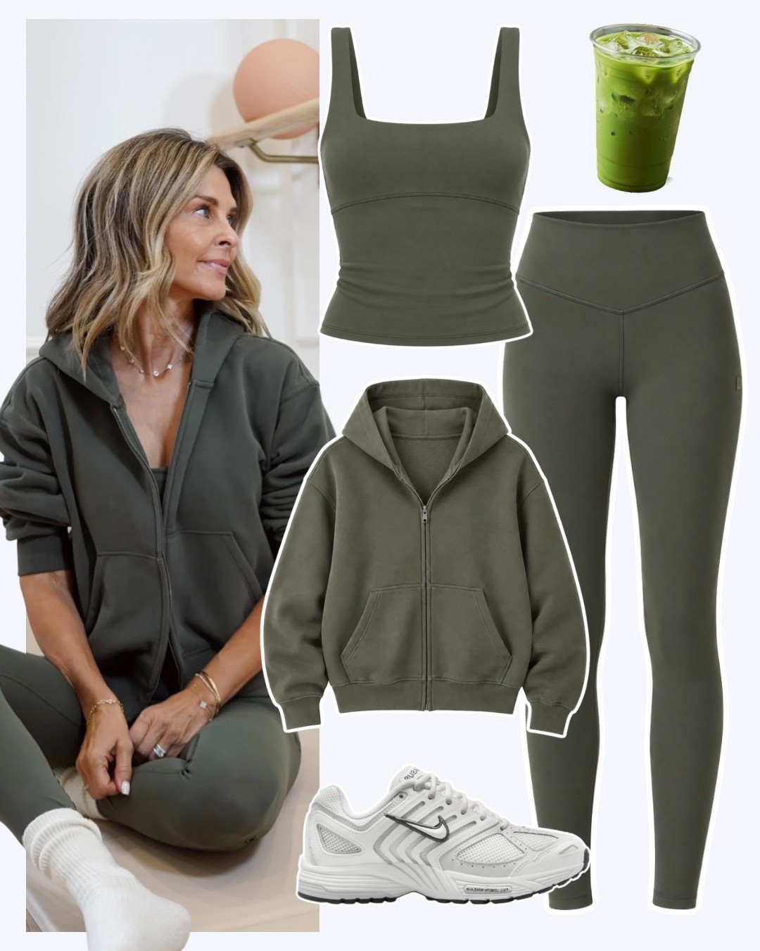 I'm 5'6"
-Support Tank ReStore Essential S
-Full Zip Restore Oversized Hoodie size S
-Vuori AllTheForm™ leggings size XS
-sneakers size up 1/2 size

#LTKootd #LTKActive #LTKOver40