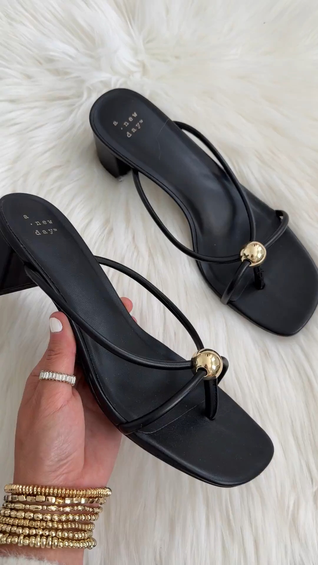 Target Women’s Pia Ornamented Thong Slide Heels A New Day in Black runs true to size 

