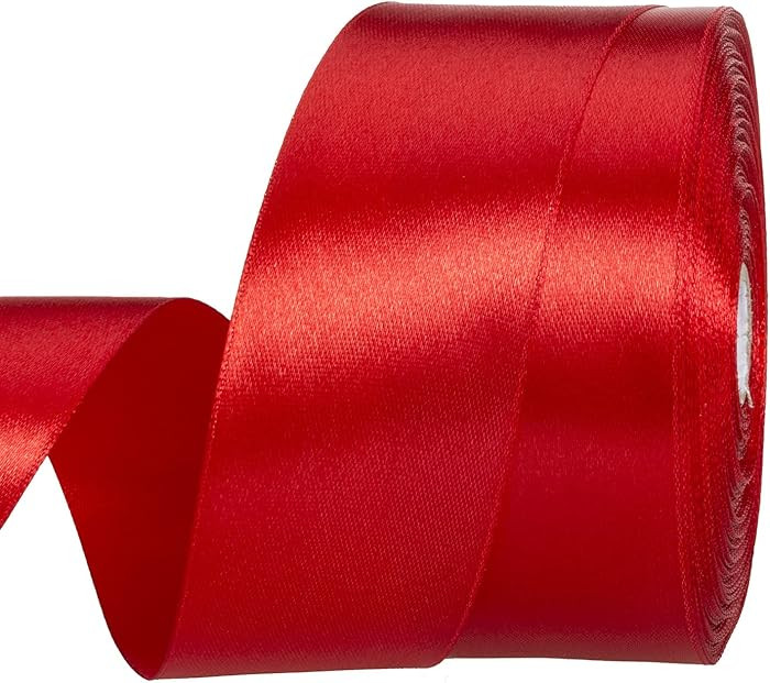 1 1/2 Inch Red Solid Satin Ribbon, 50 Yards Craft Fabric Ribbon for Gift Wrapping Floral Bouquets... | Amazon (US)