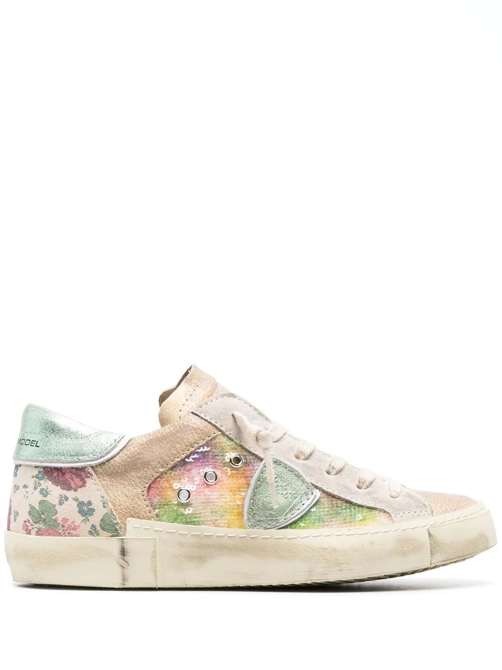 Philippe Model Paris logo-patch Distressed Sneakers  - Farfetch | Farfetch Global