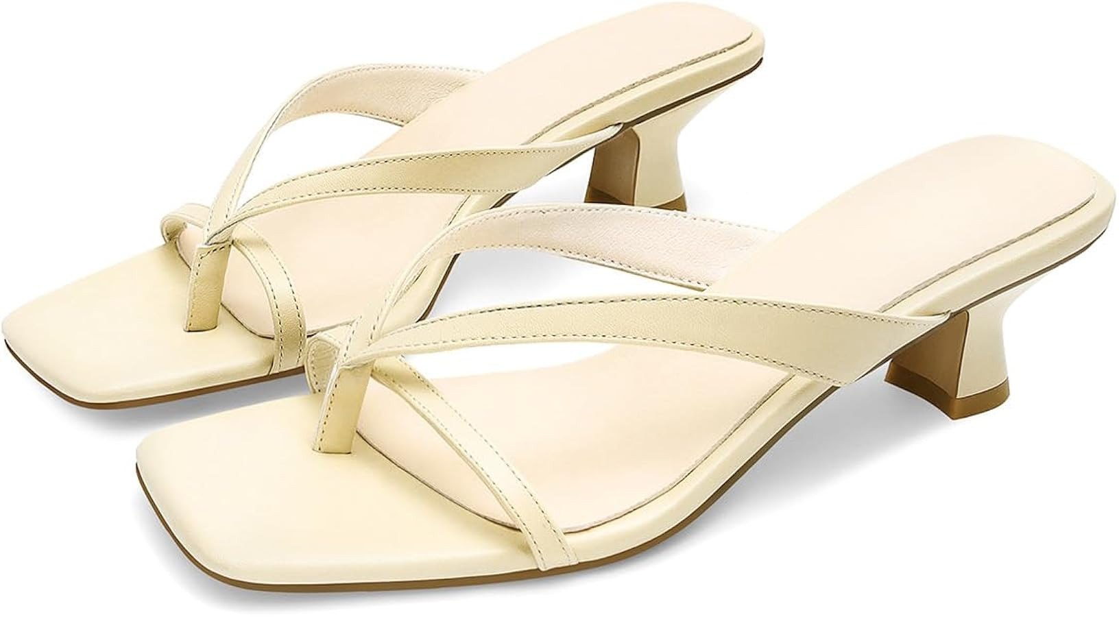 MICIFA Kitten Heel Sandals for Women Low Heels Flip Flop Fashion Strappy Mule Heels Rounded Open ... | Amazon (US)