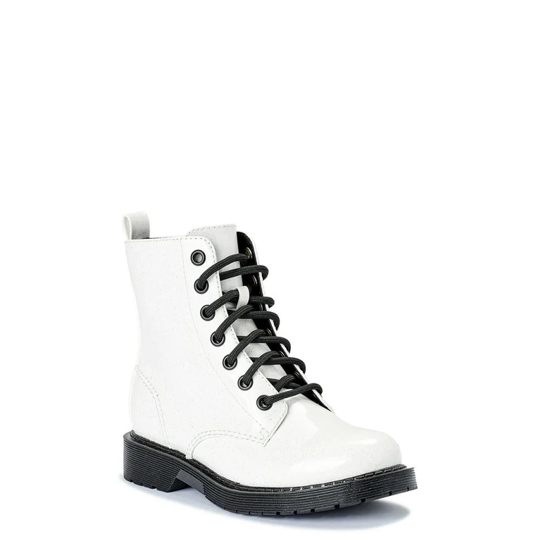 Wonder Nation Little & Big Girl Patent Lace-up Fashion Boot | Walmart (US)