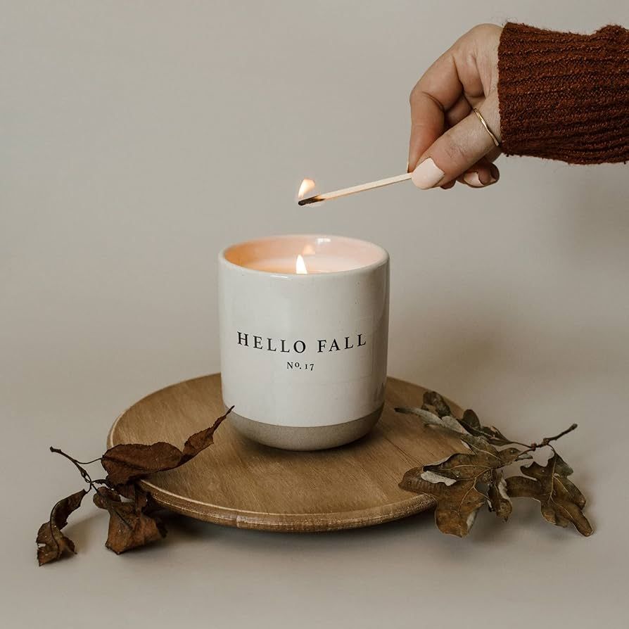 Sweet Water Decor Hello Fall Soy Candle No. 17 | Hot Cider, Cinnamon, Cloves, Apple, and Nutmeg S... | Amazon (US)