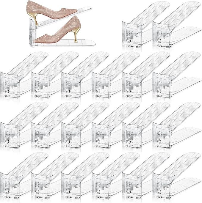 Shoe Slots Organizer,20 PACK Transparent Shoe Stacker Adjustable Shoe Slot Organizer Space Saver ... | Amazon (US)