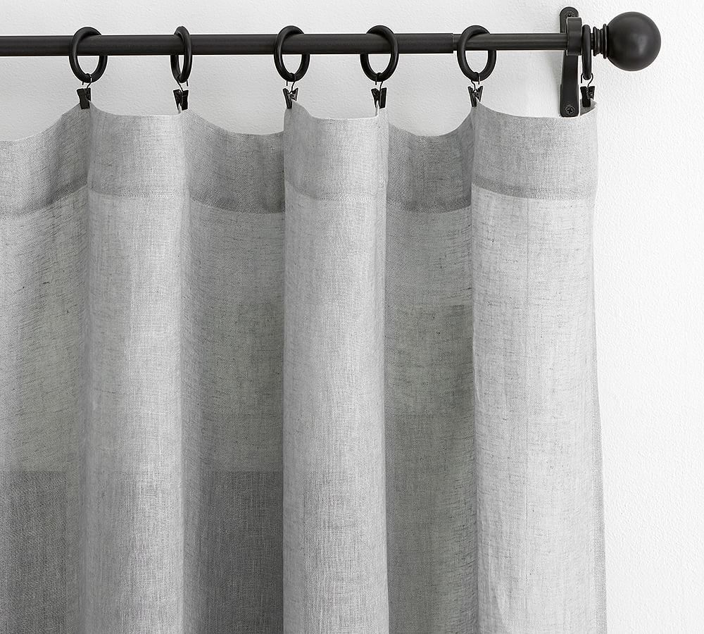 Belgian Linen Rod Pocket Sheer Curtain Made with Libeco(TM) Linen, 50 x 84"", Gray | Pottery Barn (US)