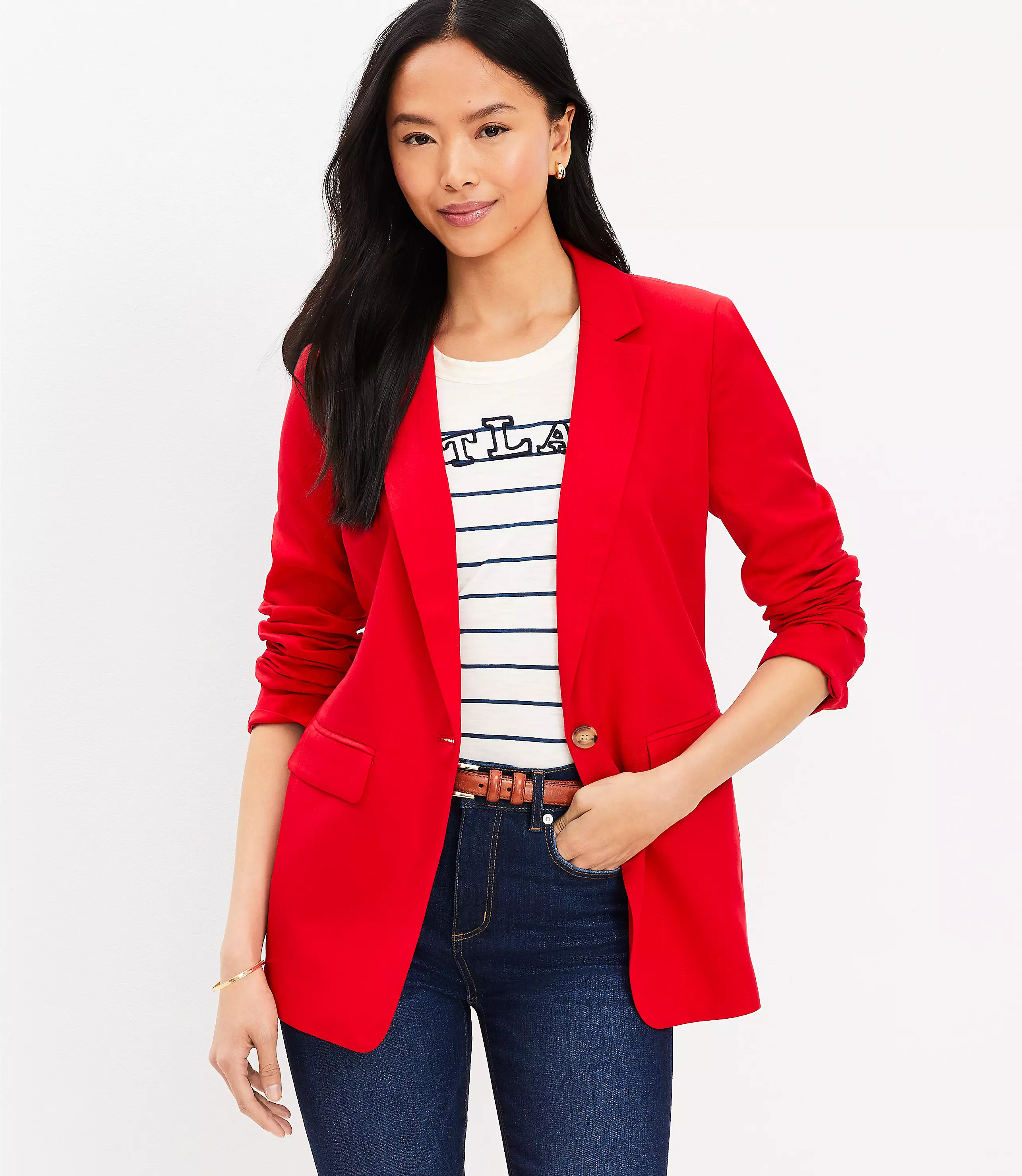 Petite Emory Long Modern Blazer | LOFT