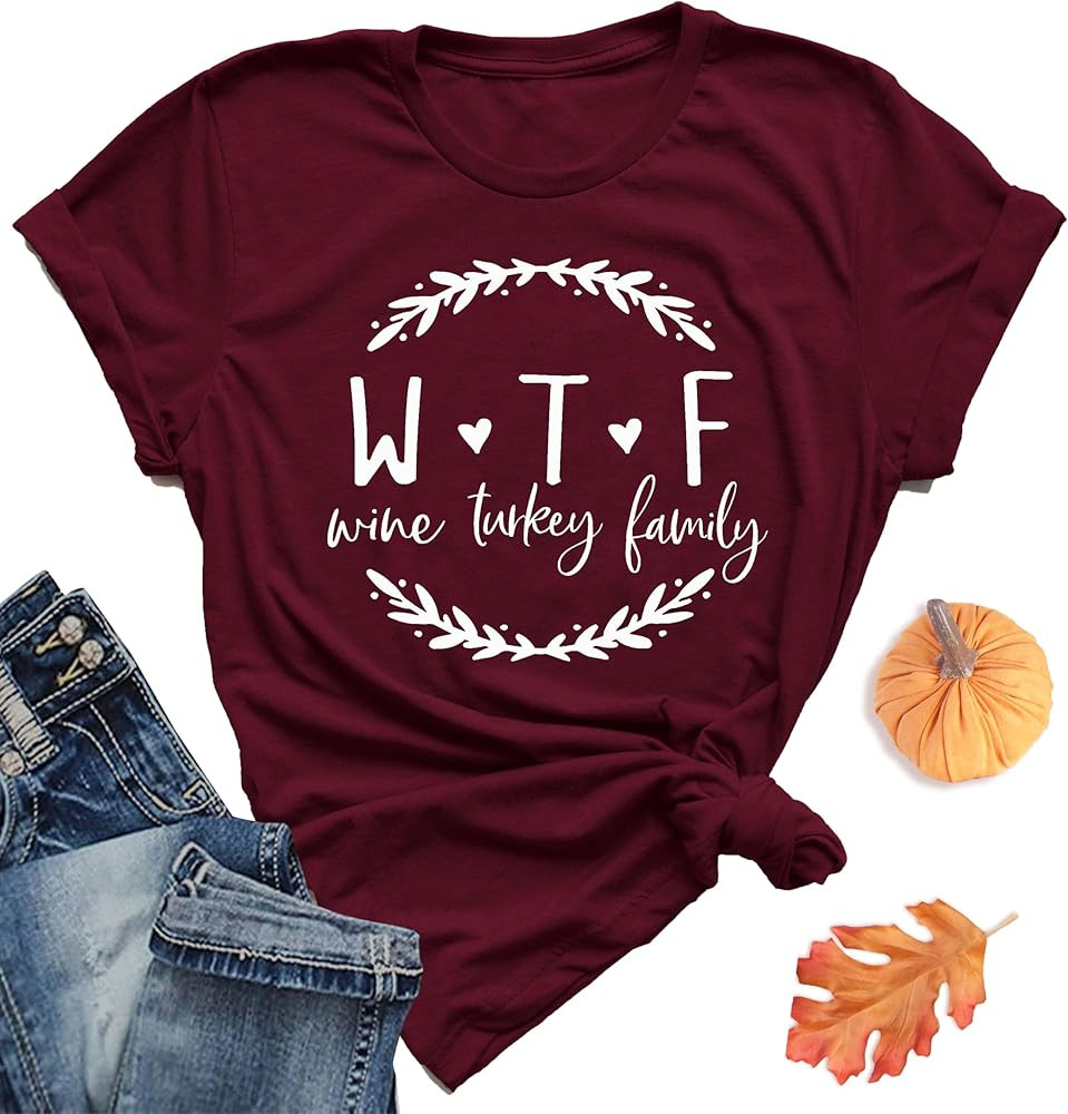 Thanksgiving Shirts for Women Thanksgiving Day Turkey Outfits Cute Funny Graphic Tee Tops | Amazon (US)