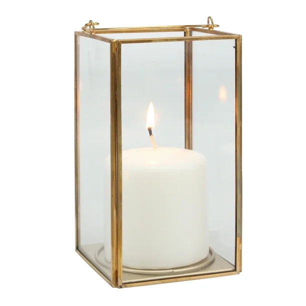 Better Homes & Gardens Medium Decorative Gold Metal Lantern, Candle Holder | Walmart (US)