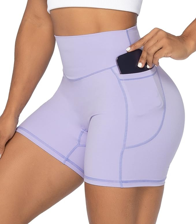 Sunzel Women's Biker Shorts in High Waist Tummy Control with Deep Pockets | Amazon (US)